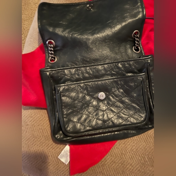YSL Saint Laurent Niki Medium Chain Bag In Crinkled Vintage Leather-DARK GREEN - Picture 6 of 11